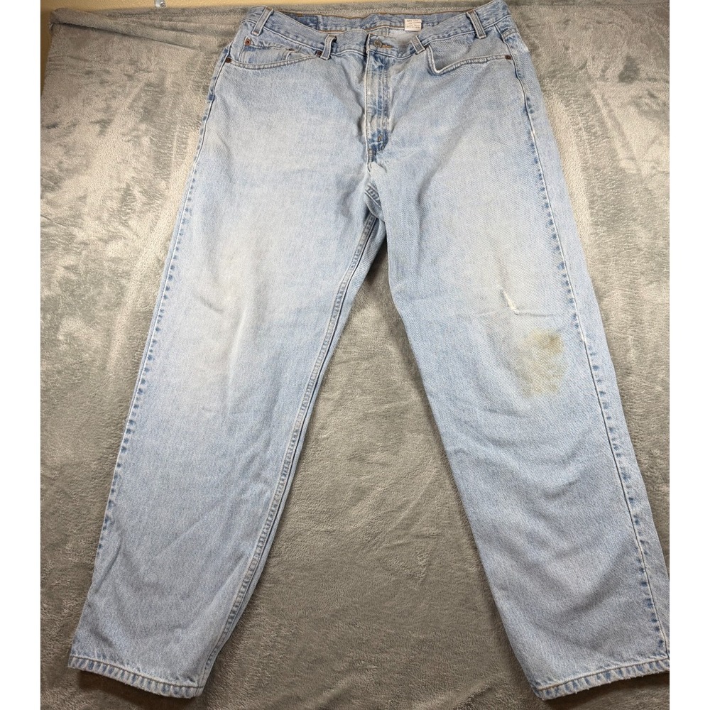 Vtg Levis 550 Jeans Mens 40x32 Relaxed Fit Light Wash Distressed Denim Grunge